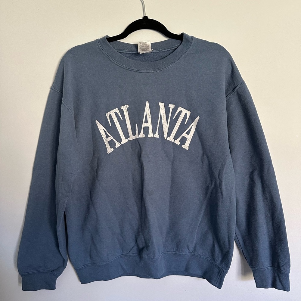 Gildan Blue Crewneck Sweater with Atlanta Print